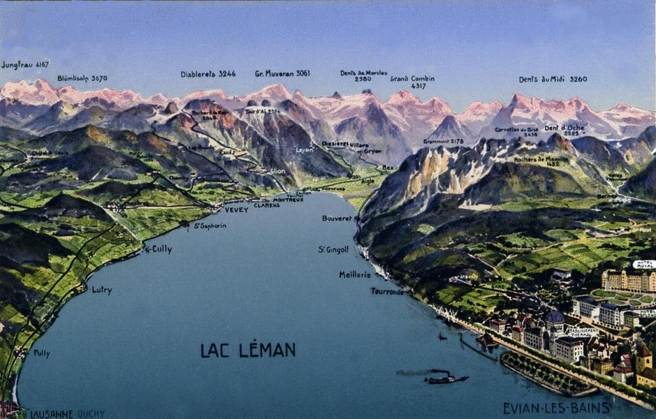 Carte du grand lac couleur cp