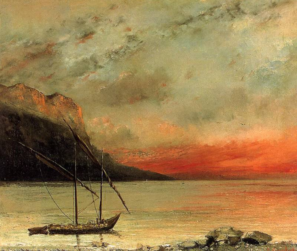 Gustave courbet coucher de soleil sur le lac leman realisme