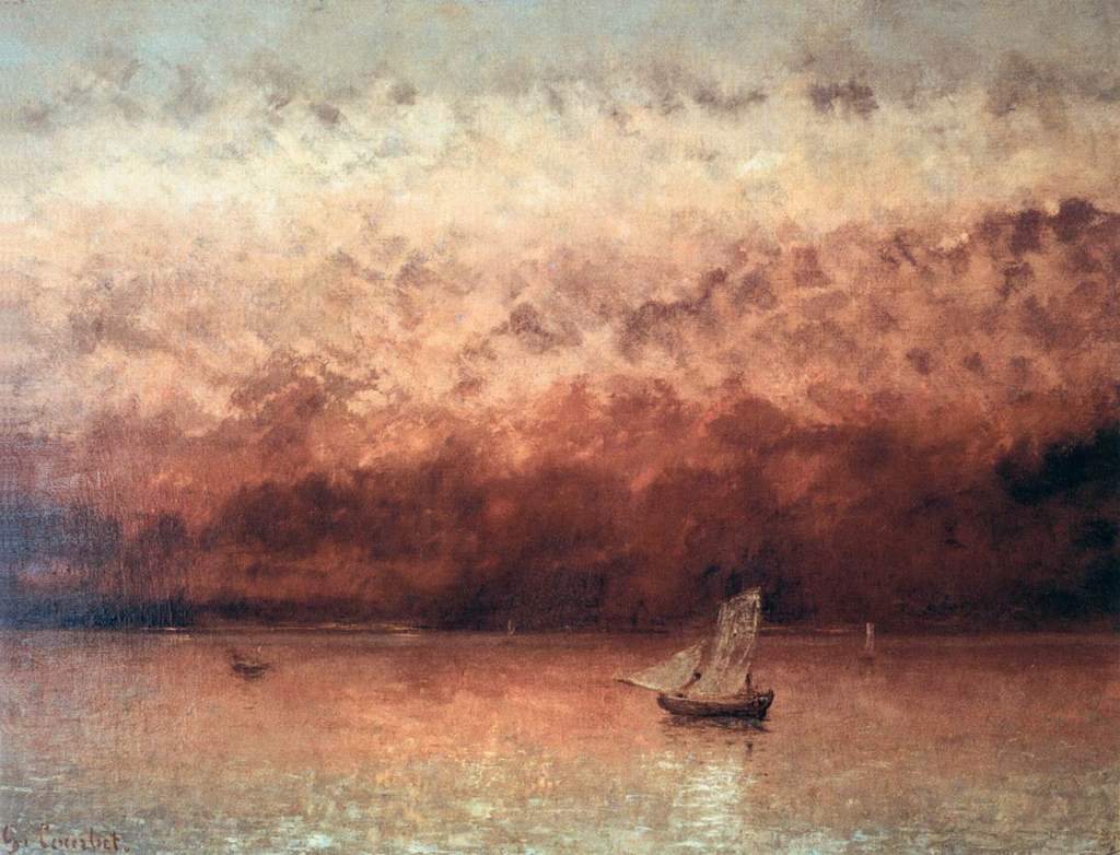 Gustave courbet sunset on lake geneva